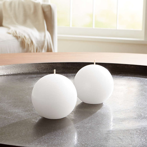 White Ball Candles, 2in
 
