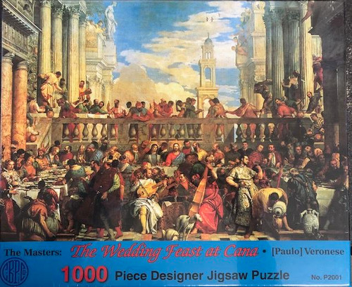 The Wedding Feast at Cana 1000 Piece Puzzle by Artist Paul Veronese.  The Wedding Feast at Cana 1000 Piece Jigsaw Puzzle measures 27" x 19". Its a long winter ahead. Puzzles are something for yourself to do or the entire family can work on together!