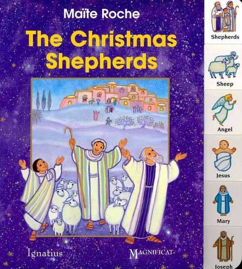 Experience with your toddler the wonder of Christmas night, when shepherds outside Bethlehem heard angels singing , "Glory to God in the highest". Charming, colorful illustrations with enchanting interactive flaps that open up to help toddlers learn to recognize the shepherds with their sheep and the angels, as well as baby Jesus, Mary and Joseph.

This engaging Catholic book will be enjoyed over and over again by little ones who will soon be telling the story of the Christmas shepherds all by themselves. Add to your cart or wish list above. Hardcover - 10 pp ~  Ages 2 years old and up