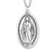 1 1/4" Large Sterling Silver Oval Miraculous Medal. Medal comes on a 24 " genuine rhodium plated endless curb chain. Made in the USA. Dimensions: 1.4" x 0.8" (36mm x 20mm).  includes a deluxe velvet gift box. Solid .925 Sterling Silver. Weight is 8.0 grams.