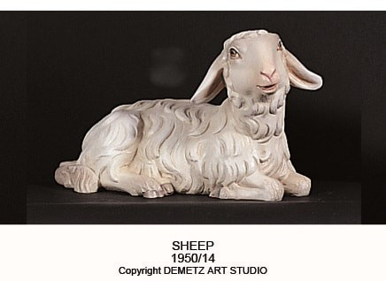 1950/14 Sitting Sheep - Figurines are made of an indestructible white Carrara Marble, Fiberglass and Resine Polyester and are Hand Painted in Traditional Colors
Available in 18”, 24”, 30”, 36” and 48”
Animals in Proportion  
Please Contact us at 1-800-523-7604 for Pricing and More Information