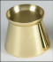 New Style Brass Candle Followers. Essential to proper burning, each brass candle follower effectively reduces drips and prolongs burn time. Glass shields are  available for processionals and high draft conditions. Brass Followers come in several sizes. Choose your size in the options box.