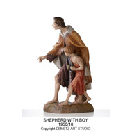 1950/19  Shepherd with Boy - Figurines are made of an indestructible white Carrara Marble, Fiberglass and Resine Polyester and are Hand Painted in Traditional Colors
Available in 18”, 24”, 30”, 36” and 48”
Animals in Proportion  
Please Contact us at 1-800-523-7604 for Pricing and More Information