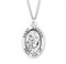 Sterling silver large oval St. Anthony medal comes on a 24" genuine rhodium plated curb chain. Dimensions: 01.1" x 0.7" (27mm x 17mm). Weight of medal: 2.8 Grams. Medal comes in a deluxe velour gift box. Engraving option available. Made in the USA
