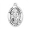 Sterling silver oval St. Joseph medal comes on a 24" genuine rhodium plated curb chain. Dimensions: 01.1" x 0.7" (27mm x 17mm). Weight of medal: 2.8 Grams. Medal comes in a deluxe velour gift box. Engraving option available. Made in the USA

 