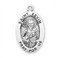 Sterling silver oval St. Kevin medal comes on a 24" genuine rhodium plated curb chain. Dimensions: 01.1" x 0.7" (27mm x 17mm). Weight of medal: 2.8 Grams. Medal comes in a deluxe velour gift box. Engraving option available. Made in the USA

 