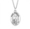 Sterling silver oval St. Peregrine medal comes on a 24" genuine rhodium plated curb chain. Dimensions: 01.1" x 0.7" (27mm x 17mm). Weight of medal: 2.8 Grams. Medal comes in a deluxe velour gift box. Engraving option available. Made in the USA
