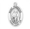 Sterling silver oval St. Peregrine medal comes on a 24" genuine rhodium plated curb chain. Dimensions: 01.1" x 0.7" (27mm x 17mm). Weight of medal: 2.8 Grams. Medal comes in a deluxe velour gift box. Engraving option available. Made in the USA