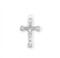 Sterling Silver Floret Tipped Crucifix Pendant. Solid .925 sterling silver.  Crucifix Pendant comes on an 20" genuine rhodium plated curb chain.  Dimensions: 1.2" x 0.7" (31mm x 18mm). Weight of medal: 1.9 Grams. Comes in a velvet gift box. Made in the USA