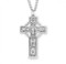 Irish Celtic cross pendant.
Solid .925 sterling silver.
Dimensions: 1.7" x 0.9" (27mm x 20mm)
Weight of medal: 4.9 Grams.
24" Genuine rhodium plated endless curb chain.
Made in USA.
Deluxe velvet gift box.