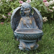 The Outdoor Bronze Angel & Basket Statue.