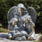 15.5"H Garden Angel with Kids Reading Book/Bible Statue. Reading Garden Angel statue is made of a resin/stone mix and is created in a bronze finish..  Weight: Approx. 10lbs