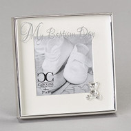 Beautiful "My Baptism Day" Photo Frame. Meausres: 4.475 x 4.75 and holds 3" x 3" photo. Materials: Glass and Metal. 