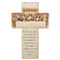 The Last Supper Wall Cross.  The Last Supper Wall Cross has the Grace- "Bless Us O Lord and these Thy Gifts" prayer on the bottom of the cross. The Apostles and Jesus are depicted at the top of the cross at the last supper. The cross is 13.25"H and is made of a resin/stone mix.