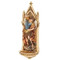 St Michael Holy Water Font measures 7.75"H. The St Michael Holy Water Font is made of a resin stone mix. Beautiful addition to the home water font. 