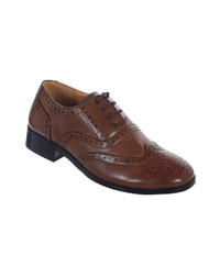 boys brown wingtip leather dress shoes 
