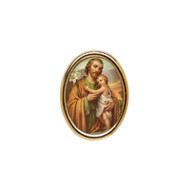 Gold Rim St Joseph with the Child Jesus Lapel Pin.