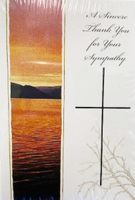 Sympathy Acknowledgement Cards come 8 to a pack. An ocean sunset is depicted on the front of the card. Inside of Card reads:  "Thank you sincerely for sharing our sorrow. Your kindness is deeply appreciated and will always be remembered.  The family of_________________"
Cards measure 4" x 6" and include envelopes.