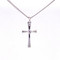 18" Rhodium Plated Cross with Stone Cross Necklace. Dimension: 1/2" X 3/8". Cross presents in a clear box. 