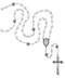 Holy Communion Rosary. This Holy Communion Rosary is made with 5mm white pearl beads and 6mm Our Father purple flower beads.  Rosary has a chalice center piece. Rosary comes in a deluxe gift box! 