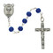 Beautiful First Communion Rosary. This 6mm blue bead rosary has a pewter crucifix and a pewter chalice centerpiece.   The rosary comes in a gift box. Perfect keepsake rosary for years to come.  DIMENSION: 19" X 1" X 1 1/3"