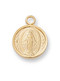 Gold over Sterling Silver Niraculous Medal. Miraculous Medal comes on a 16" gold plated chain. Medal comes in a gift box. Medal is 1/2" long.