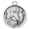 Solid .925 sterling silver round St. Elizabeth medal on an 18" Genuine rhodium plated fine curb chain. Medal comes in a deluxe velour gift box. Dimensions: 5/8"D.  Engraving Available. Made in the USA