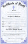 English-Two Color Death Certificates. Certificates are available in English and Bilingual (Eng/Spanish) Each certificate measures: 6" x 9 1/4".  Imprinted Certificates are sold in pads of 50 certificates.  All Certificates are Printed on Acid-Free Paper for Long Life.