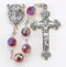 January - Garnet 
These 8mm aurora borealis faceted acrylic beads are available in each birthstone month color. Rosaries are 20" long. Rosaries have a silver oxidised Madonna centerpiece and Crucifix.  Perfect gift for any occasion.