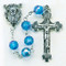 September - Sapphire
These 8mm aurora borealis faceted acrylic beads are available in each birthstone month color. Rosaries are 20" long. Rosaries have a silver oxidised Madonna centerpiece and Crucifix.  Perfect gift for any occasion.