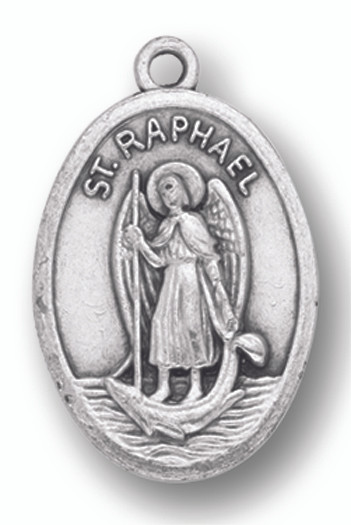 Saint Raphael Silver Oxidized Medal