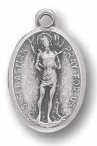 St Sebastian Silver Ox Medal. 1"H x 1/2"W
