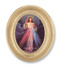 The image of Divine Mercy Italian God Stamped Print under glass.  The Divine Mercy Print  in a  4" x 4 3/4"  oval frame with gold leaf under glass. 

 