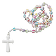 15"L Multicolored Cross Kid's Rosary. Comes boxed