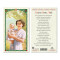 This beautiful laminated Saint Gianna Beretta Molla holy card is bordered in gold. The holy card depicts the 20th century pediatric physician, wife, and mother holding her infant daughter. She placed the life of her unborn child over her own, allowing the child to be born, resulting in her own death. Saint Gianna is a Patron Saint for mothers, physicians, and unborn children. On the back of the card is printed the Prayer to Saint Beretta Molla. Artwork from the Milan, Italy.  Card measures 2.5'' X 4.5'' 
