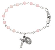5" 4MM Pink Baby Rosary Bracelet, 