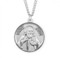 St. Jude .925 Sterling Silver Round Medal.  Dimensions:  1.1" x 1.0" (29mm x 26mm).   Weight of medal: 6.8 Grams. Medal comes on an 24" genuine rhodium plated curb chain.  Made in USA. Deluxe velvet gift box included. Engraving available.