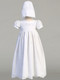 Brooke Christening gown with matching bonnet is an embroidered cotton eyelet gown with matching bonnet. Sizes : 0-3m (7-12lb), 3-6m (12.5-16lbs) , 6-12m (16.5-20lbs), 12-18m 24.5-27lbs). Made In USA