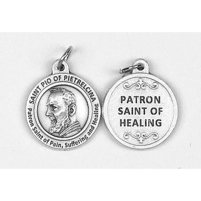 Saint Pio - Patron Saint of Healing.  Silver Ox Medal. Made in Italy
