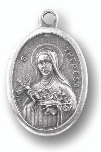Saint Theresa Silver Oxidized Medal. 

 
