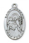 1" - 5/8" Pewter Saint Joseph Oval Medal. St Joseph Oval Medal comes on a 24" Rhodium Chain. A deluxe gift box is included. Made in the USA