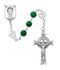 8MM Imitation jade beads with silver oxidized Miraculous Center and Celtic Crucifix. The silver oxidized Our Father Beads are Celtic Knots! Deluxe Gift Box Included. Made in the USA