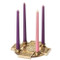 This elegant Gold Cross Advent Candle Holder measures 9" square.  The Cross Advent Candle Holder is made of a resin and dolomite stone composition.  Dimensions are 1.2"H 8.86"W 8.86"L.  The Candle Holder Uses 3/4 inch size candles that are  not included....to order candles see item ~ #101610