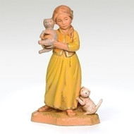 Fontanini 5" scale Figurine depicts Filia figure with Cats. Filia is skillfully hand-painted and sculpted by master Italian artisans. Unbreakable. Comes boxed.  Material: child-friendly polymer