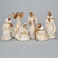 An image of the cream and gold nativity set from St. Jude Shop.