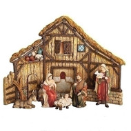 An image of the classic nativity scene featuring six resin pieces from St. Jude Shop.