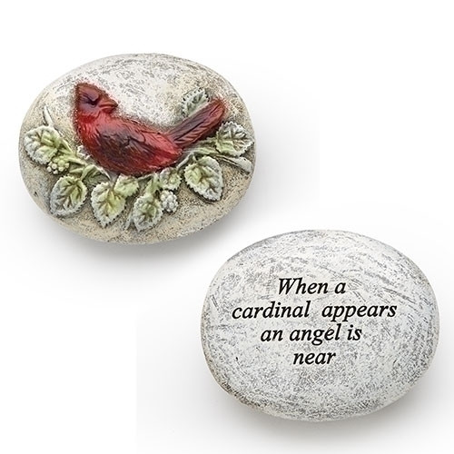 Cardinal Memorial Pocket Token. "When a cardinal appears an angel is near" is quoted on the underside of this cardinal pocket token. A wonderful remembrance of someone we have lost. Cardinal Pocket Stone is made of a resin/stone mix. 