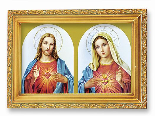 Catholic SACRED HEART of JESUS + IMMACULATE HEART of MARY 8x10 ready to  frame