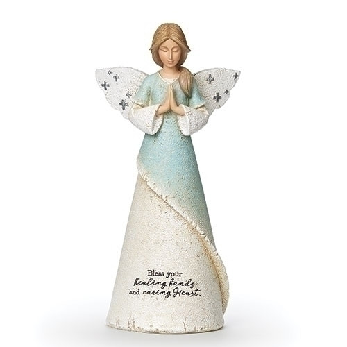 From the Heavenly Blessings Collection, this beaurtiful 8.25" praying Healthcare Angel isthe perfect gift for any medical worker to show your appreciation for them. The dress has the words "Bless your healing hands and caring Heart."