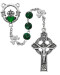 8mm Green Glass Beads with Silver Ox Shamrock Our Father Beads. Rosary has a green enameled Claddagh center with a silver ox Celtic cross. Rosary comes in gift box. Made in the USA